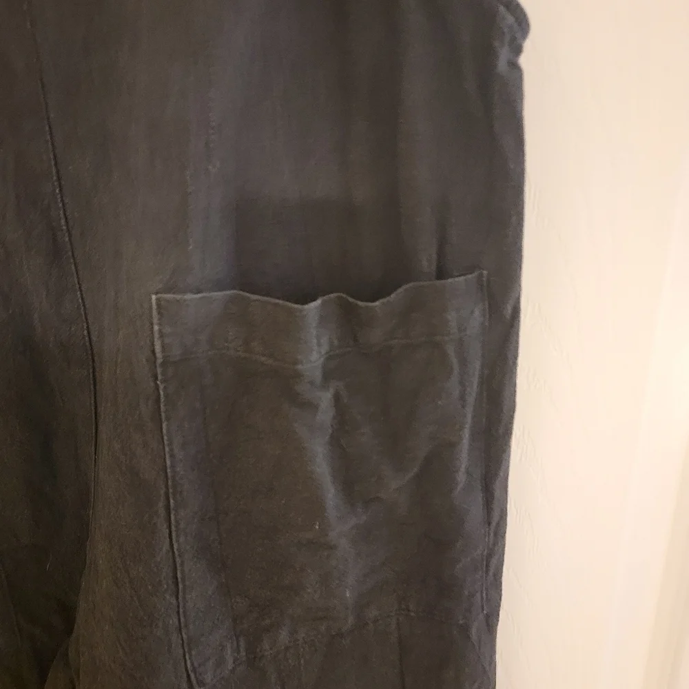 Tiger Mist Jumpsuit Sz M Straight Fray Leg Wash Black Coastal Lagenlook - Picture 3 of 10